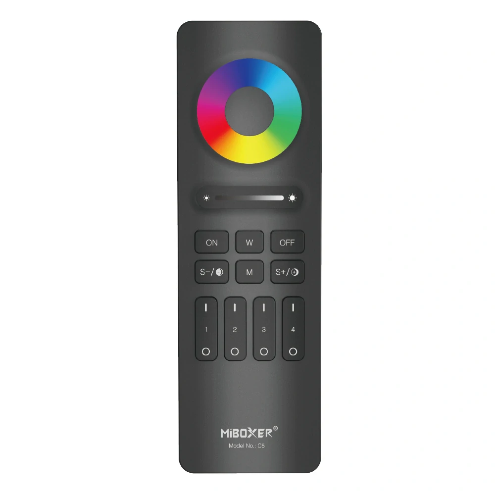 MI-LIGHT ML C5 RF ovladač pro RGB/RGBW/RGBW +CCT LED pásky/4 zóny -černý