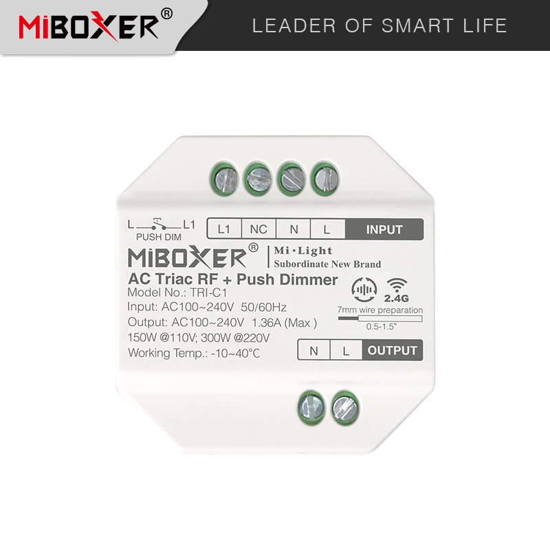 MI-LIGHT TRI-C1 RF triakový stmívač pro LED/ 230V / RF 2,4GHz /300W